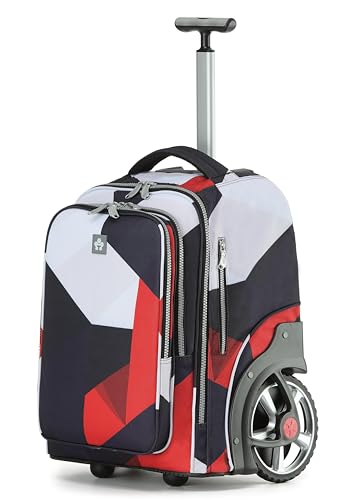 NEW TILAMI 20" Rolling Backpack for Teens Adults, Climbing Stairs Waterproof Backpack with Wheels for School Business Trave Camping with Laptop Compartment, Fit 17 Inch Laptop, Black - Red Combo - color: Black - Red Combo
