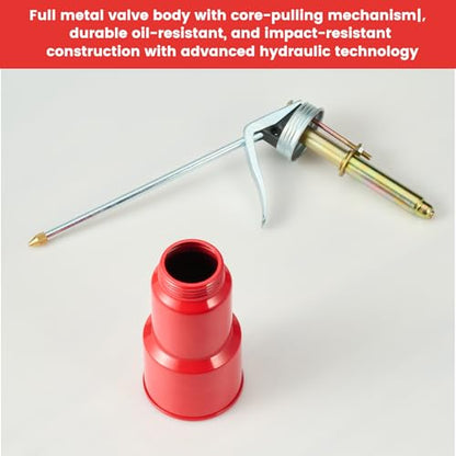 2-Pcs Oil Can Hand Pump Oiler Metal Pump Oil Can 8oz. (250ml) with Metal Straight & Long Flex Spout - color: 2 Red 8oz.