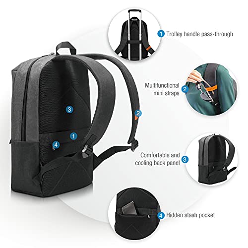 EVERKI Light Laptop Backpack with Hidden Pocket 15.6-Inch - Durable Men’s Work Back Pack, Business Travel Backpack, College Laptop Bookbag for Men & Women, Work Office Back Pack, (EKP106) Charcoal - size: 23 Liters