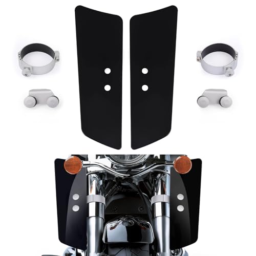 Motorcycle Fork Deflectors, Front Fork Wind Deflector Shield for Honda Shadow VT1100 VT750 VTX1300, for Kawasaki Vulcan Classic VN1500, for Yamaha V-Star XV950 XVS1100 XVS1300 (Black) - color: Black