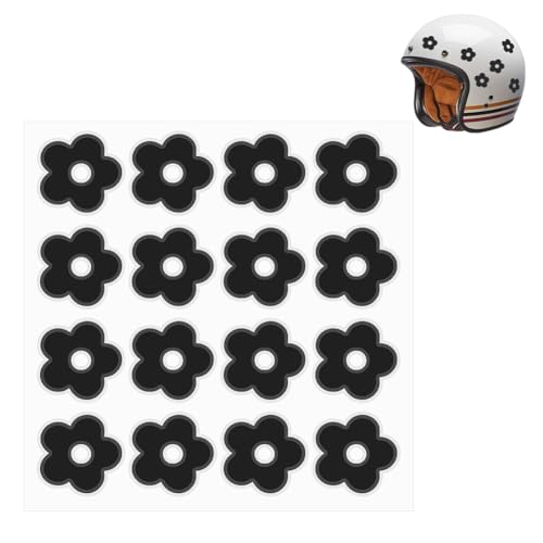 PH PandaHall 6pcs Flower Decals Black Decorative Flower Stickers Vinyl Sticker Waterproof Motorcycle Helmet Stickers 1.2x1.2 inch Self Adhesive Sticker for Laptop Phone Helmets Bicycles - color: Black