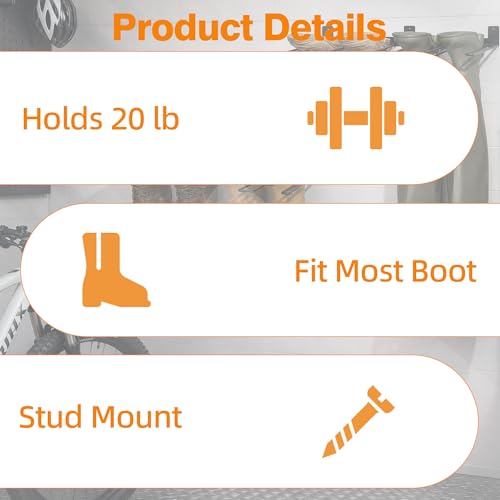 ORLESS Wader Hangers 4-Pair Boot Rack Garage Storage, Cowboy Boot Holder, Metal Wire Organizer for Entryway