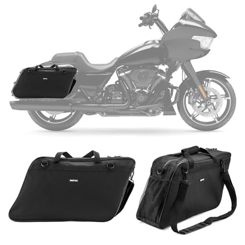 Mofun Motorcycle Saddlebag Liner Bags with Tool Pockets Hard Saddle Bags Insert Compatible With Harley Touring Street Glide Electra Road Glide Road King 1993-2025, 1 Pair Black - style: All Black