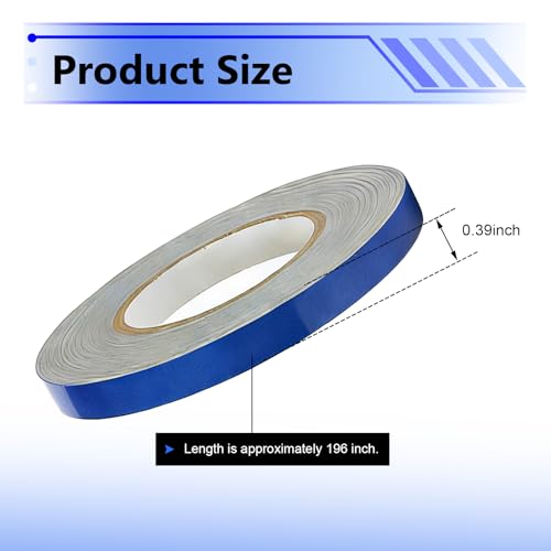 Car Reflective Strip Sticker, 0.39" x 16.4ft Cuttable Reflective Warning Body Tape, Self-Adhesive Night Visibility Rim Strip Decal, Universal for Most Cars, Motorcycles, Bikes (Blue) - color: Blue