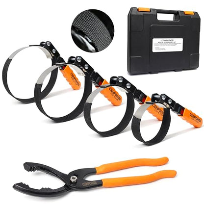 5-PC Swivel Oil Filter Wrench Set with Cover 2-3/4" to 5-1/4" and 2-1/2"to 4-5/8 (64-118mm) Adjustable Oil Filter Plier, Car Oil Filter Removal Tool, Durable & Easy Operation - size: 5-Piece Set (2-1/2" - 5-1/4")