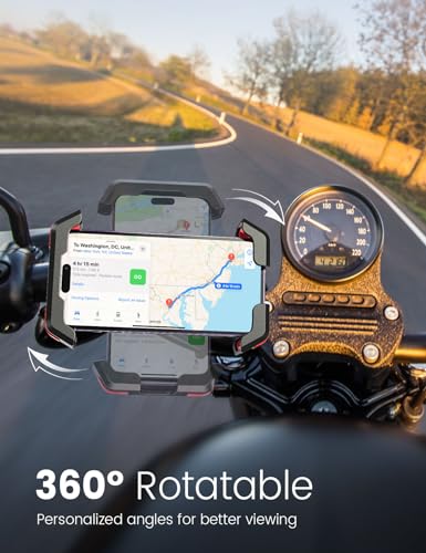 Pnitri 2025 New Upgraded Bike Phone Holder Handlebar - 1S Quick Install, Motorcycle Phone Mount, Bicycle Phone Holder fit Large Phone Case for iPhone Samsung, Dirt Scooter Mini Bike Accessories - color: Black