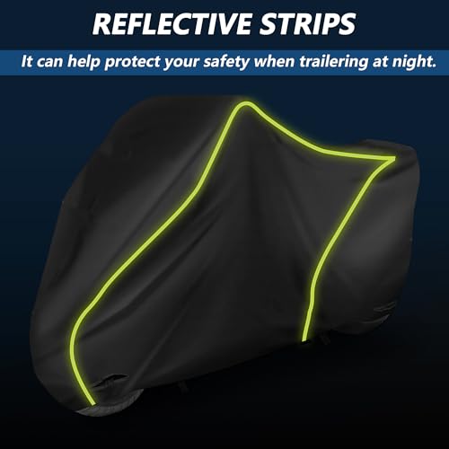 X AUTOHAUX 230cm/91" Motorcycle Cover Waterproof for Harley-Davidson Sportster S/Iron 883 Heavy Fabric Outdoor Sun UV Rain Dust All Weather Protection Motorbike Cover Black - size: 230*95*125cm