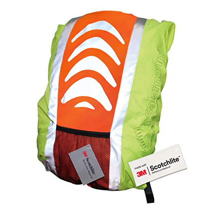 Salzmann Reflective Backpack Cover | Hi Vis, Waterproof | for Cycling & Outdoor Activities | Made with 3M Scotchlite - color: Yellow/Orange (Standard)