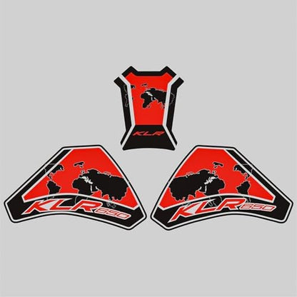 KLR650 Tank PAD Front Side Tank Pad Fuel Stickers Compatible with Klr650 2022-2025 3D Gel Tank Fuel Gip Decal KLR650 Sticker Pad (red) - color: Red