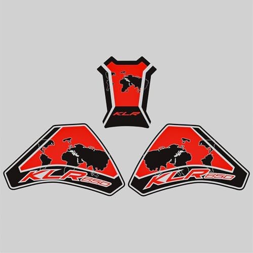 KLR650 Tank PAD Front Side Tank Pad Fuel Stickers Compatible with Klr650 2022-2025 3D Gel Tank Fuel Gip Decal KLR650 Sticker Pad (red) - color: Red