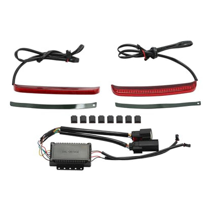 TCT-MOTORPARTS 5" Stretched Saddlebags w/LED Saddlebag Run Brake Turn Signal Lights Fit For Harley Touring 2014-2025 Road King Street Glide - color: Stretched Vivid Black w/Light #3