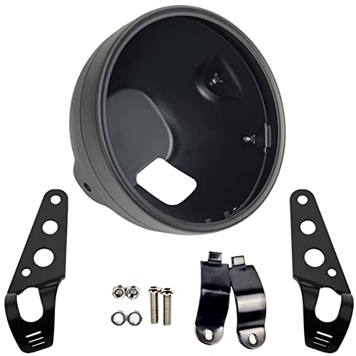 7inch Motorcycle Headlight Housing Bucket with Side Mounting Bracket 32-40MM Fork Tube Holder Clamps for Motorcycle(housing only,not include LED) - size: 32