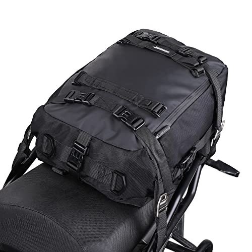 Waterproof Motorcycle Tail Bag 20L Motorbike Rear Rack Storage Bag Saddle Pannier for Touring Adventure Commuting Black - size: 20L