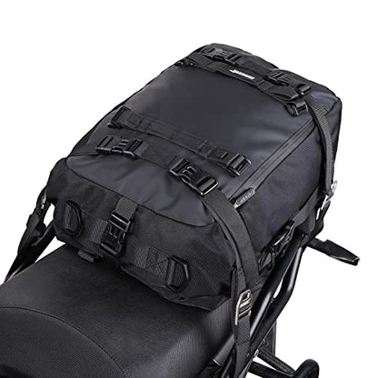 Waterproof Motorcycle Tail Bag 20L Motorbike Rear Rack Storage Bag Saddle Pannier for Touring Adventure Commuting Black - size: 20L