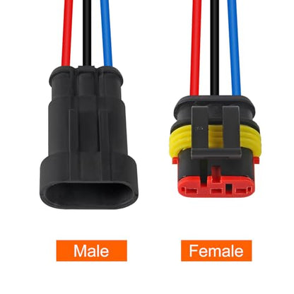 DIANN 6 Sets 3 Pin Connector Waterproof Connector Male and Female Electrical Connector 16 AWG Wire for Car Truck, Boat and Other Wire Connection - size: 3-Pin