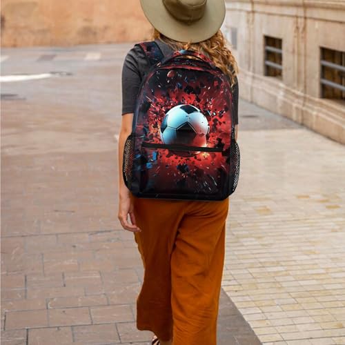 Backpack for Women Men, Soccer Football Waterproof Backpack with Laptop Compartment, Lightweight Carry On Backpack for Travel, Work, Picnic - color: Soccer Football