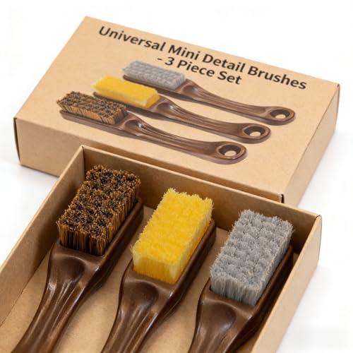 Multi-Purpose Cleaning Brush Set with Carbon Gray Hard Bristles, Bamboo Charcoal Soft Bristles, and Yellow Sponge, 3 Pack Small Detail Brushes for Collectibles, Toys, and Crevices