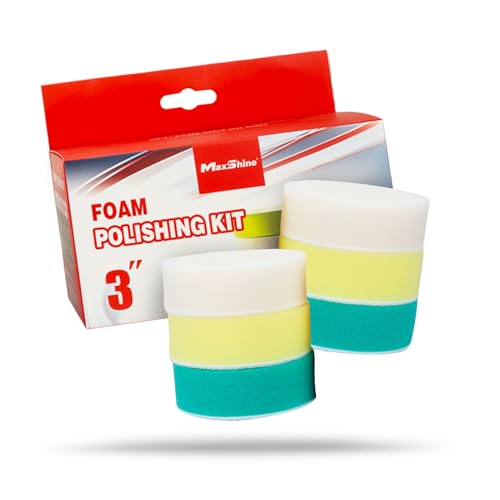Maxshine 3” Hook and Loop Foam Polishing Pads Kit – Specially Designed for Polishing Small Areas, Comes with 6 Pieces of Pads for Cutting, Polishing, Finishing (2 piece Each) - size: 3"