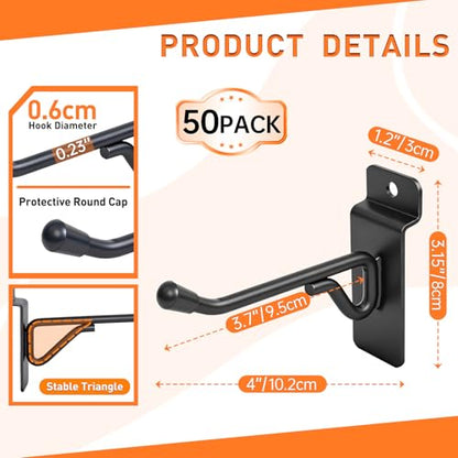 50 Pack 4 Inch Slatwall Hooks, Heavy Duty Slat Wall Hanger, Slat Wall Hanging Hook, Slatwall Accessories Display Hooks for Garage, Sheds, Retail Store, Kitchen, Craft Room (50, 4 Inch) - size: 4 Inch