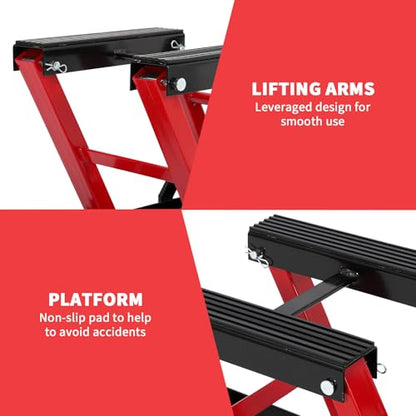 GarveeLife Hydraulic Motorcycle Lift Jack, Scissor Jack with with Foot Pedal & Wheels, 1500LB Capacity, 4.7''-14.57'' Height Range, Non-Slip Platform & 360° Swivel Casters, ATV/UTV/Dirt Bike Lift - color: Black