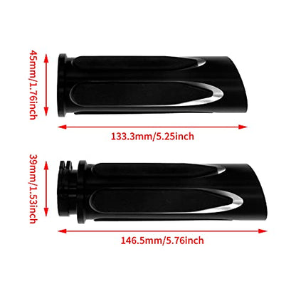 Motorcycle 1" Hand Grips Handlebar Grips Cable Throttle Fit for Harley Touring Street Glide Road King Road Glide Electra Glide Dyna Softail - color: #3 Black&Chrome