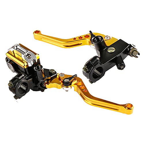 Motorcycle Brake Lever 7/8" 22mm Handlebar Brake Master Cylinder Clutch Lever Left and Right Set Compatible with Harley Honda Kawasaki Suzuki Yamaha Gold Universal - color: Gold