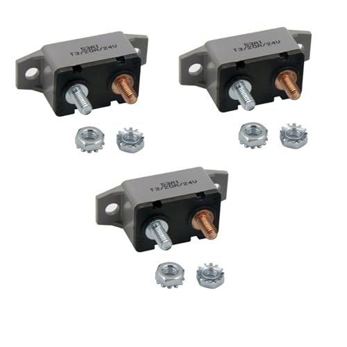 ZOOKOTO 3pcs 12-24V 20 Amp ATV Resettable Stud Bolt Circuit Breaker Fuse Holder 20A - color: 3Pcs, size: 20A