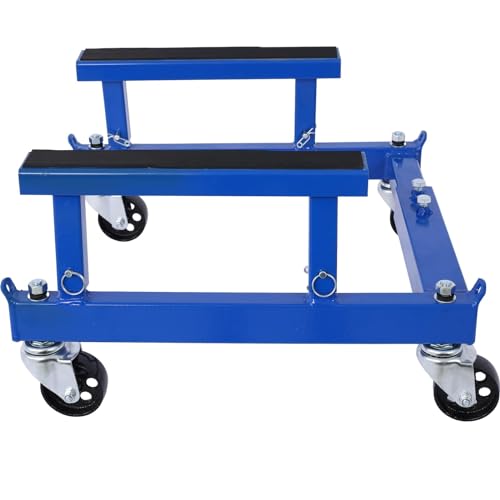 Motorcycle Dolly, ATV Motorcycle Four Wheeler Cycle Engine Cradle Dolly 1500lbs,Heavy Duty Racks for Motorcycle Maintenance, Engine Stand, Blue