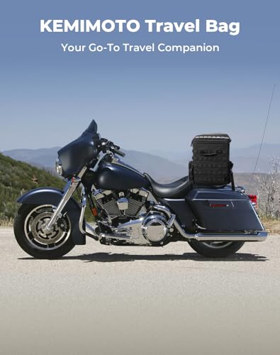 KEMIMOTO Folding Motorcycle Sissy Bar Tail Bag with Quick Access Window Expandable 53-60L Travel Luggage Helmet Bag for Touring Adventure Softail Road King Road Street Glide R 1250 1300 GS Tenere 700