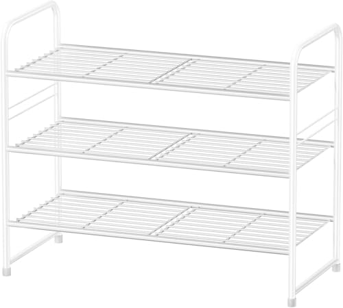 Simple Shoe Rack, 3 Tier Heavy Duty Metal Shoe Shelf 27 Inch Wide, White - color: White, size: 3 Tier(27 Inch)
