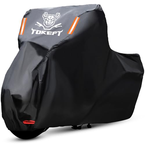 Motorcycle Cover, All Season Waterproof Outdoor Protection with Lock-Holes & Night Reflective, Fits up to 91" Harley Davidson Honda Suzuki Kawasaki Yamaha (Black) - size: L-91"
