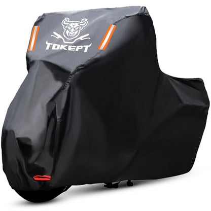 Motorcycle Cover, All Season Waterproof Outdoor Protection with Lock-Holes & Night Reflective, Fits up to 91" Harley Davidson Honda Suzuki Kawasaki Yamaha (Black) - size: L-91"