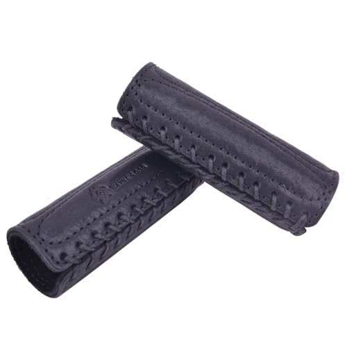 Leather Motorcycle Handlebar Grip Covers, No Fringe Brake Clutch Covers for HD Motorcycles - color: Black: Handlebar Cover