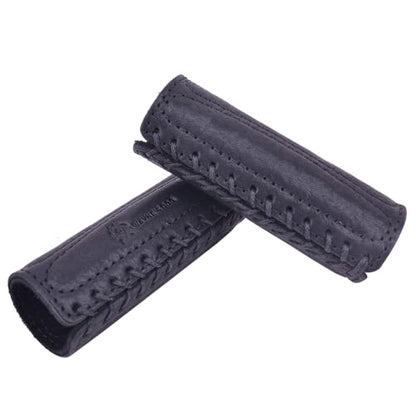 Leather Motorcycle Handlebar Grip Covers, No Fringe Brake Clutch Covers for HD Motorcycles - color: Black: Handlebar Cover
