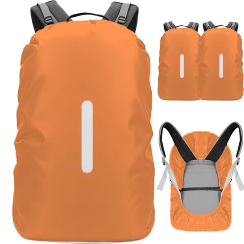 2 Pack WaterproofBackpack Rain Cover, Reflective Rucksack Rain Cover Rainproof Snowproof for Anti-Theft Hiking Camping Traveling, 1 Adjustable Buckle Strap, Orange XL (for 56-70L Backpack) - color: Orange, size: X-Large