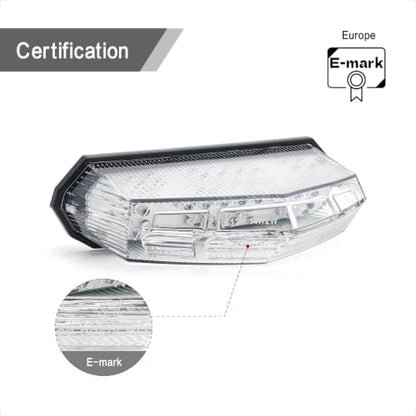 Universal Clear Integrated Motorcycle 25 LED Tail Light with Turn Signal Position Brake-Stop Alert Function for Dirt Bike Buggy Chooper Cruiser ATV(Clear/Stop Alert) - color: Clear/Stop Alert