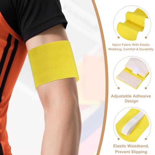 Captain Armbands, Adjustable Leader Arm Bands for Soccer Elastic Team Sport Arm Band-Fitting for Football/Volleyball/Rugby - color: Yellow