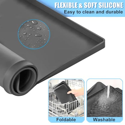 Under Car Oil Spill Mat Oil Drip Pan, Garage Floor Mat Drip Tray, Soft Silicone Pad With Raised Edge, Liquid Drain Pan Catcher Automotive Tray, Driveway Pad For Liquid Leaks Non-Slip No Splatter 34-22