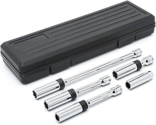 GEARWRENCH 5 Pc. 3/8" Drive 6 Pt. Magnetic Swivel Spark Plug Socket Set, 80601 , Black