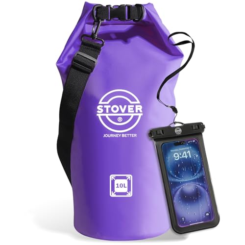 STOVER 5/10/25/30/40/55L Waterproof Dry Bag- Roll-Top Backpack w/Phone Case- Kayaking, Hiking, Camping, Boating- Men/Women - color: 10l Purple, size: 10L