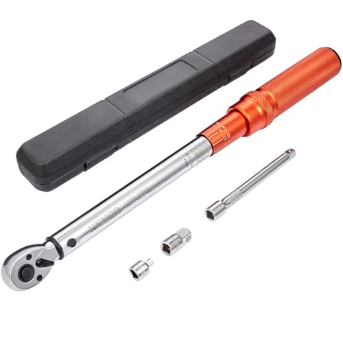 VEVOR 3/8-inch Drive Click Torque Wrench 10-80ft.lb/14-110n.m, Dual-Direction Adjustable Torque Wrench Set with Mechanical Dual Range Scales and Adapters Extension Rod - size: 10-80 FT.LB, style: 3/8-inch