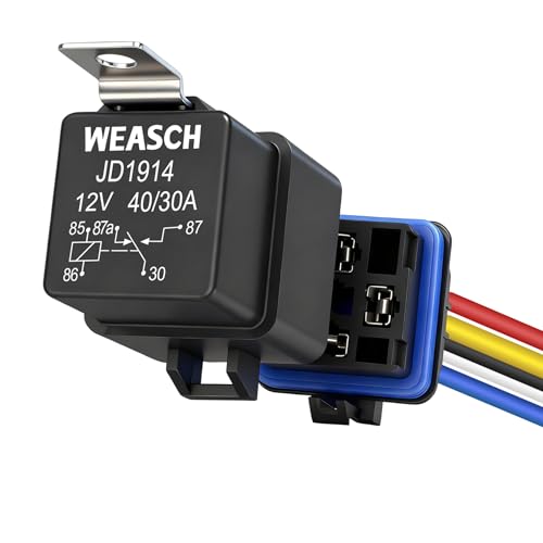 Waterproof Relay Kit, 12V 40A/30A, 5 Pin SPDT, Heavy Duty 14 AWG Tinned Copper Wires Automotive Relay and Harness Set for Automotive Car Marine Boat - size: 12V 5Pin