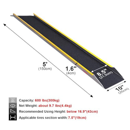 Ruedamann 60" Aluminum Shed Ramps for Lawn Mowers, 1PC 5' Long Lightweight Sturdy Non-Slip Loading Ramps with Grit-Coated Surface, Truck Bed, Motorcycle, ATV, UTV, Trailer, 600 lbs Capacity - size: 60'' - 600 lbs