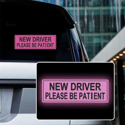 2pcs High Intensity Reflective New Driver Car Sticker Waterproof Student Driver Please Be Patient Decal for Car Window Bumper Reflective Night Safety Warning Decal (Purple) - color: Purple