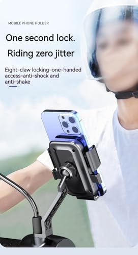 Cell Phone Stand Flexible Mobile Clip Mount Quickly Lock Bike Phone Holder Bicycle Motorcycle (Rearview Black) - style: RearView Black