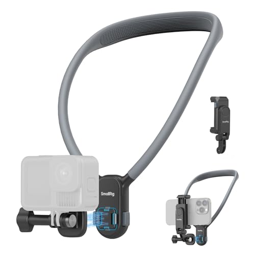 SMALLRIG Magnetic Neck Mount for Action Cameras & Phones, Comfortable POV Shooting Support with Universal 2-Prong Adapter and Phone Holder, 5128 - style: for Action Cam & Phone