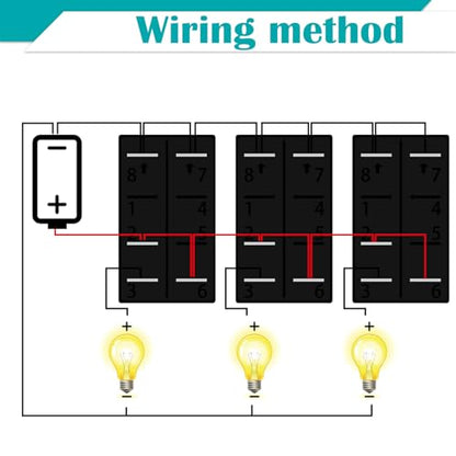 Twidec/Marine Rocker Switch Box Waterproof 12V 3 Gang Blue LED Light Toggle Switch Panel with Night Glow Stickers for Car Truck Boat RV