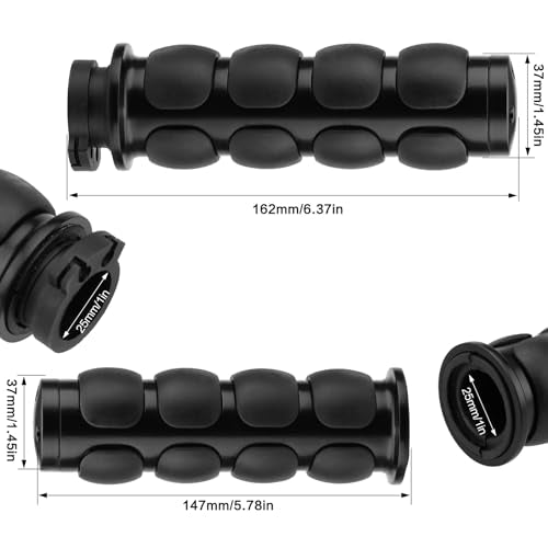 Motorcycle Hand Grips 1 Inch 25MM Handlebar Grip Throttle Non-Slip Universal Compatible with Harley Davidson Dyna Sportster 883 Road King Electra Glide Street Glide - color: Black-C