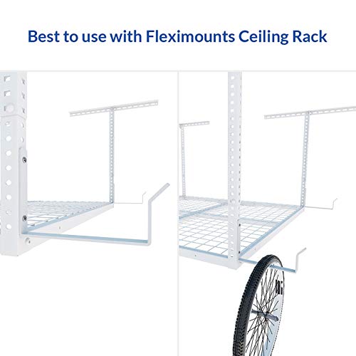 FLEXIMOUNTS 2 Pack Add On Storage Utility Hook Accessory for Garage Ceiling Rack, Max Weight Capacity up to 35lbs,White - color: White