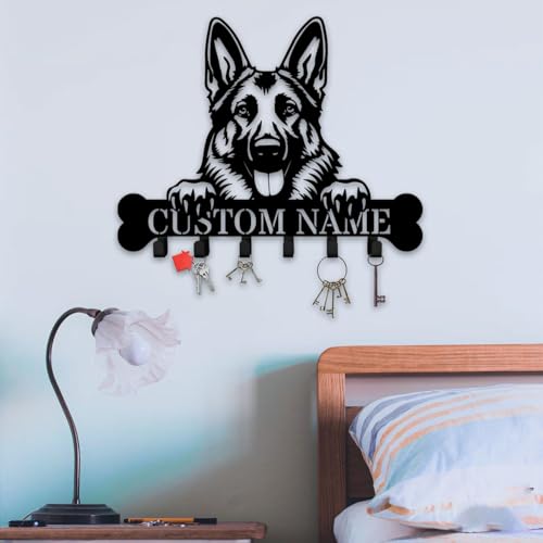 Personalized German Shepherd Key Holder, Dog Key with Metal Hooks Coats, or Accessories (German Shepherd Key Holder) - color: German Shepherd Key Holder